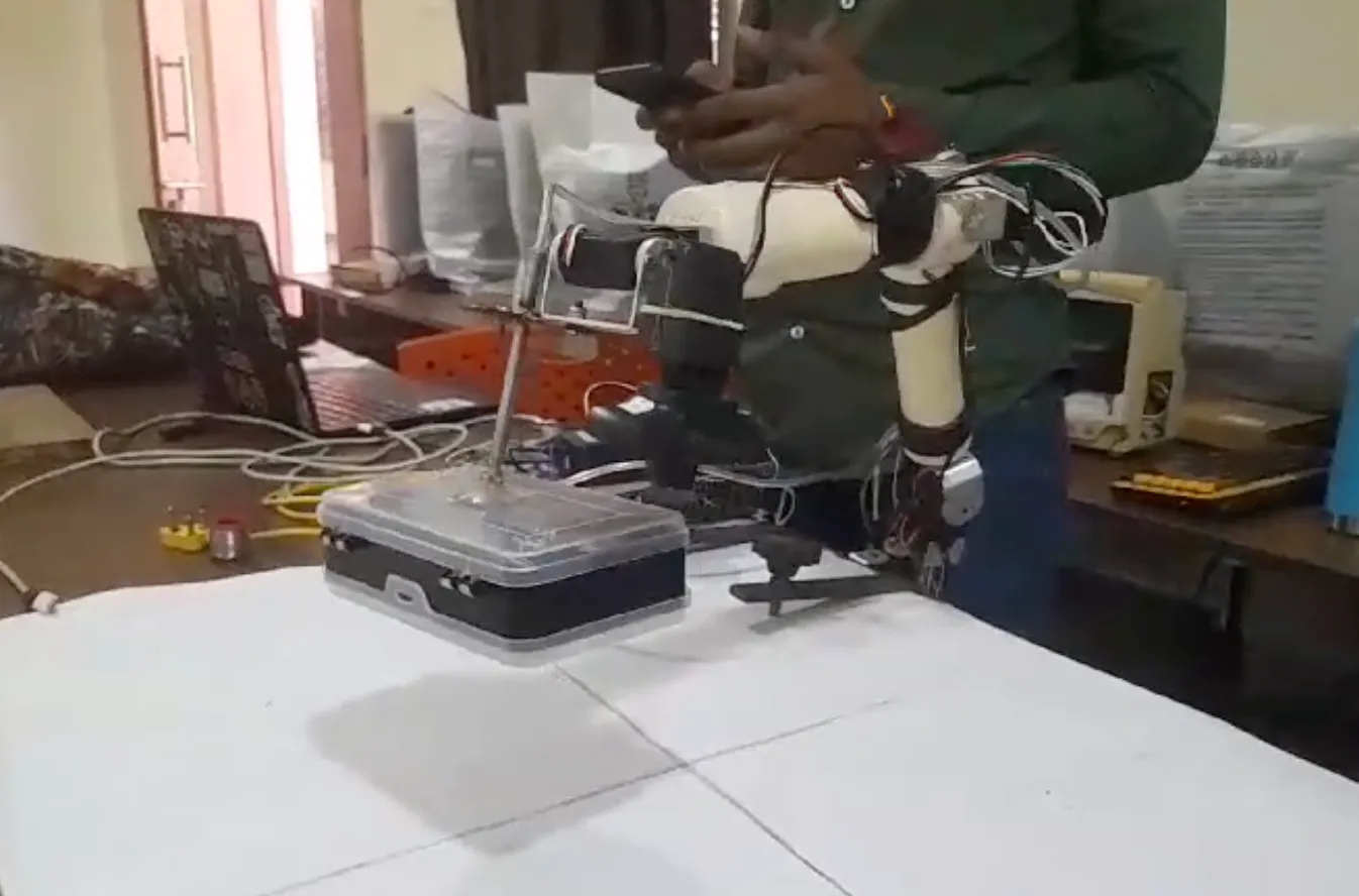 Robotic arm being controlled from a phone