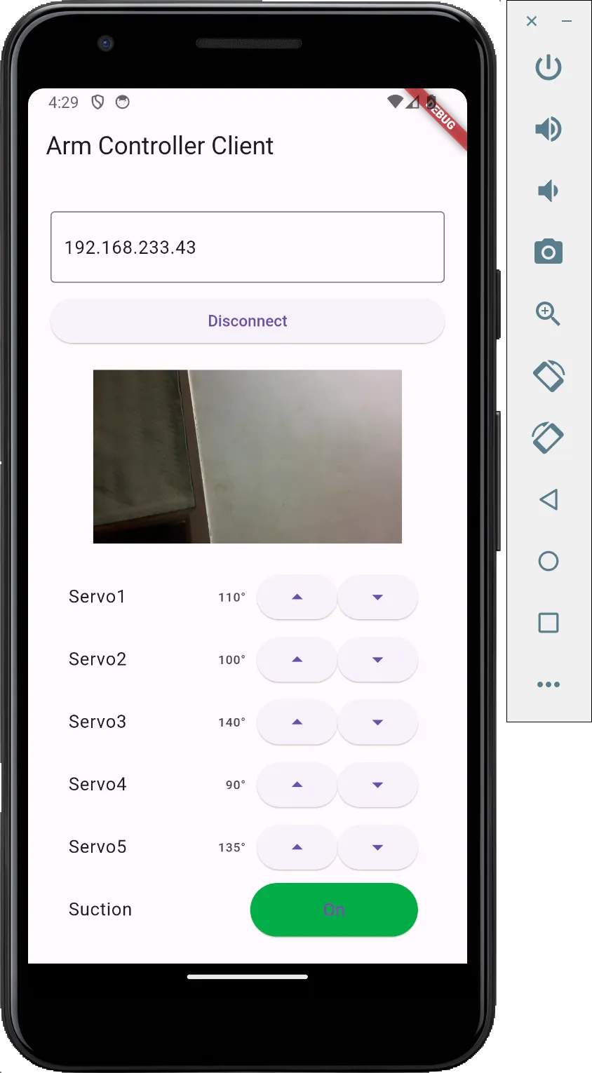 Flutter control app interface