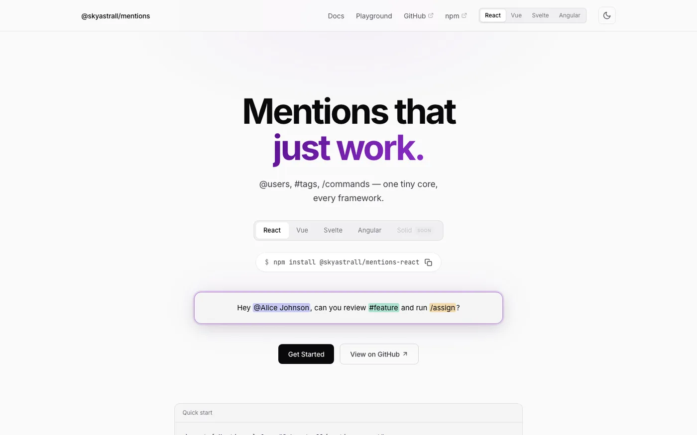 Mentions preview